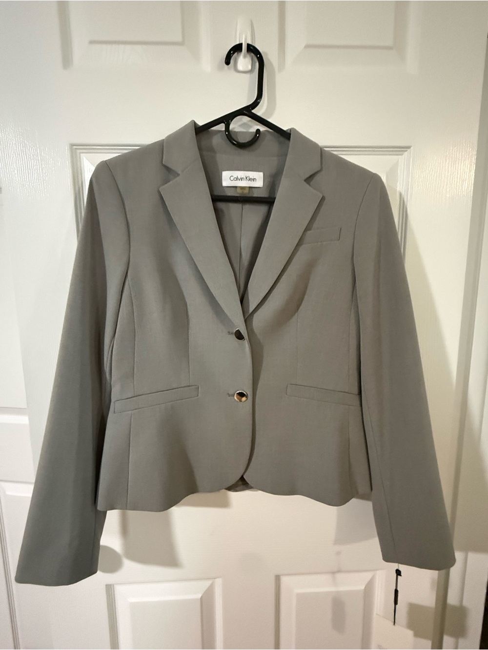 BNWT Size 6 Calvin Klein Light Gray Women's Single-Breasted Blazer